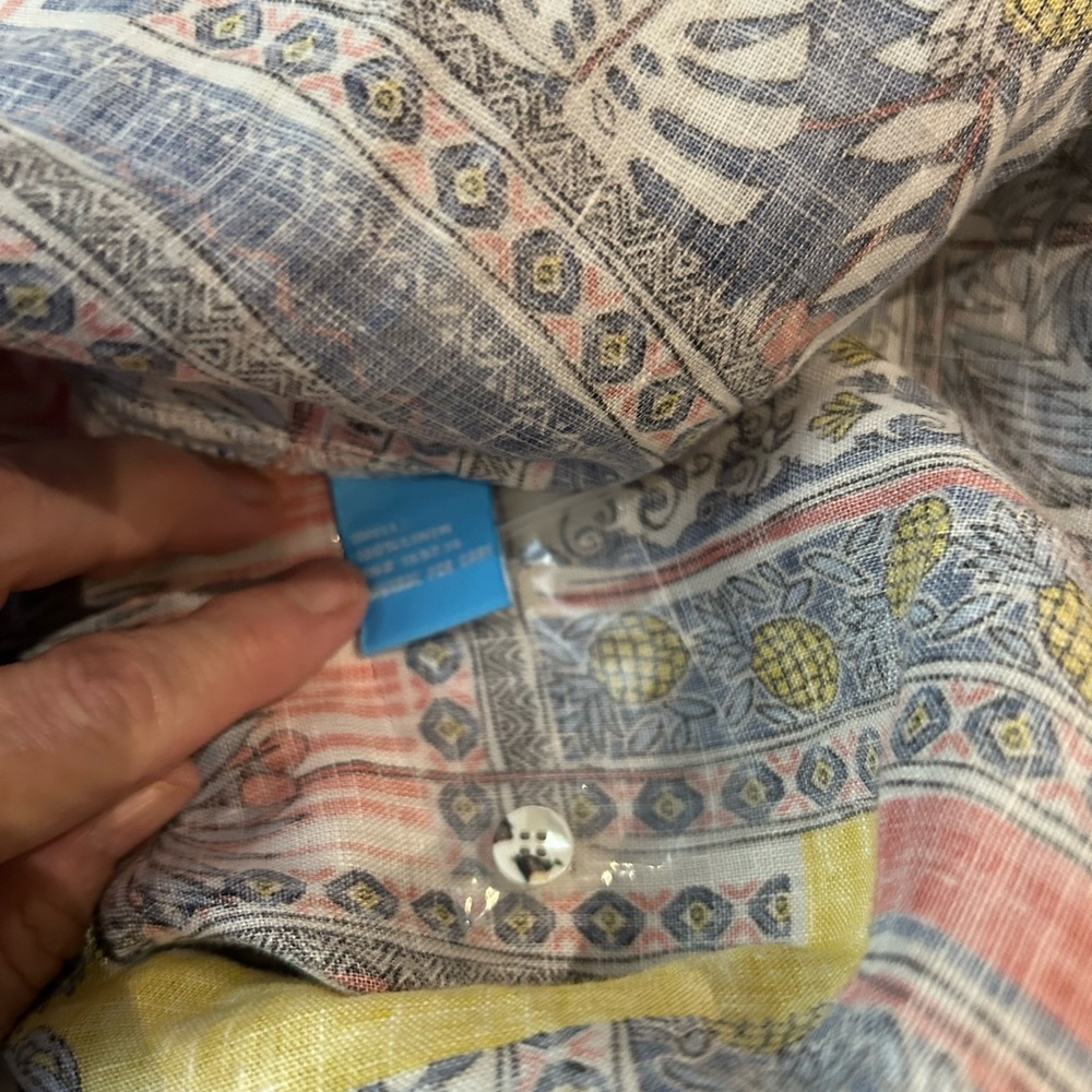 J Mclaughlin Britt Linen Blouse Patchwork Print Xs - image 7